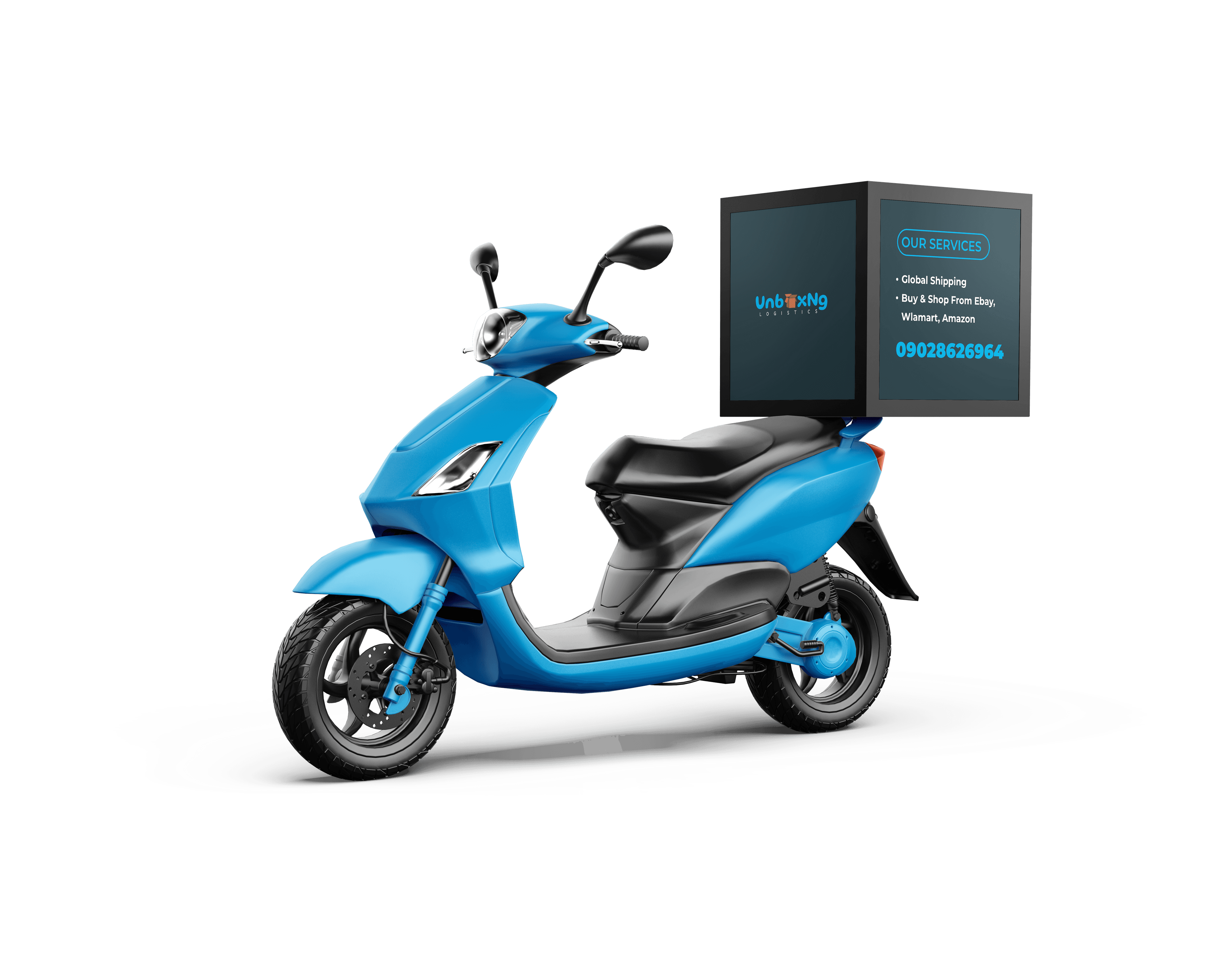 Unbox NG branded delivery bike with cargo box